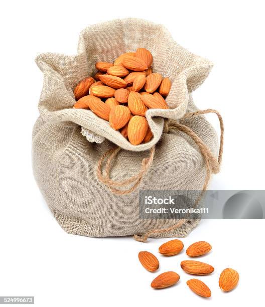 Sack Bag Full Of Almonds Stock Photo - Download Image Now - Almond, Animal Pouch, Sack