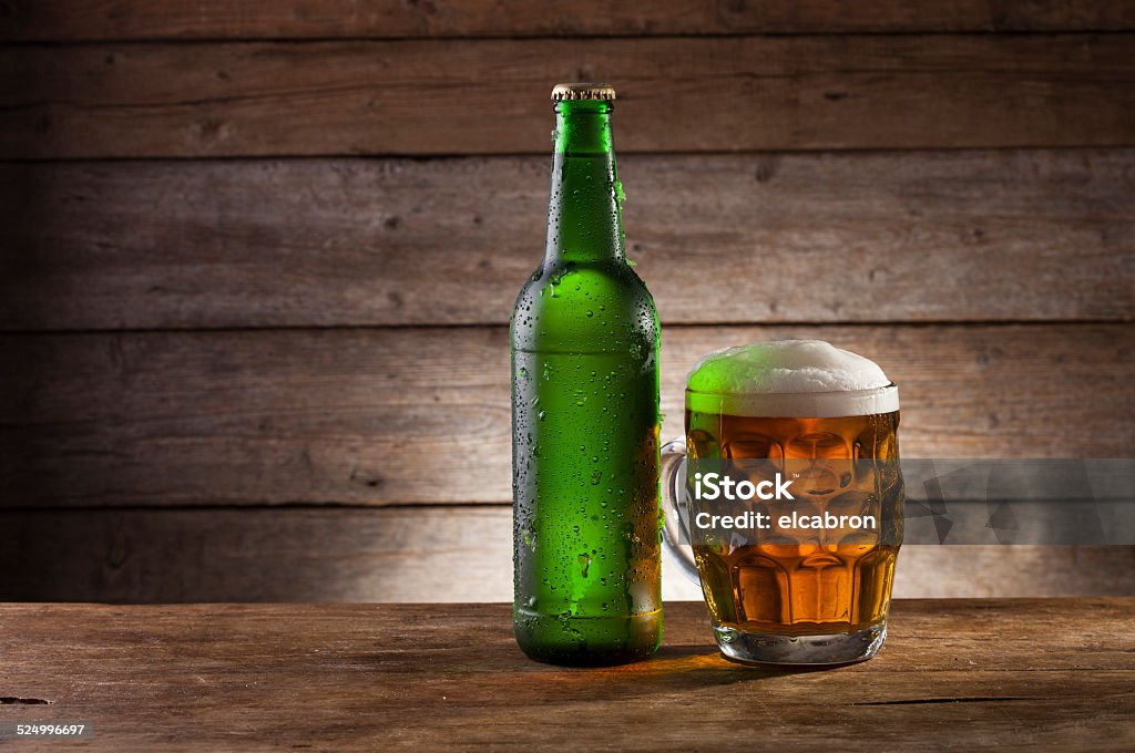 Beer Beer on a wooden background with copy space Alcohol - Drink Stock Photo