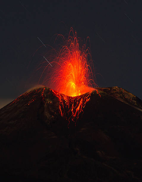 Eruption of the volcano "Etna" in Sicily, Italy stock photo