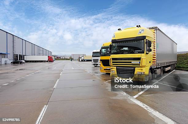 Yellow Truck In Warehouse Stock Photo - Download Image Now - Forklift, Truck, Warehouse