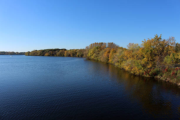 istock Mississippi River and Blue Sky - Autumn in Minnesota 525014840