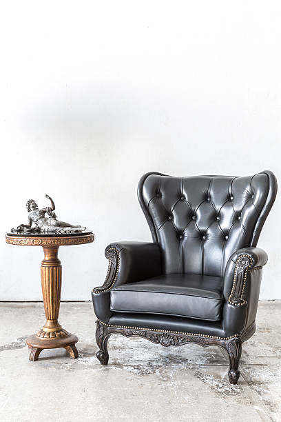 istock Retro leather chair with cabinet 525017726