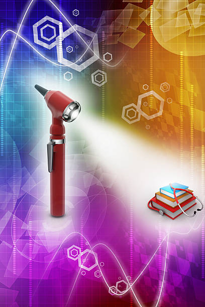 istock Otoscope and medical text books 525018151
