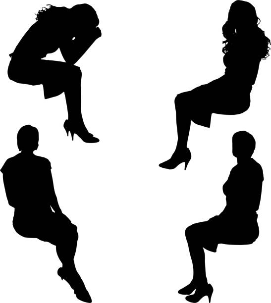 Vector silhouette of people. vector art illustration