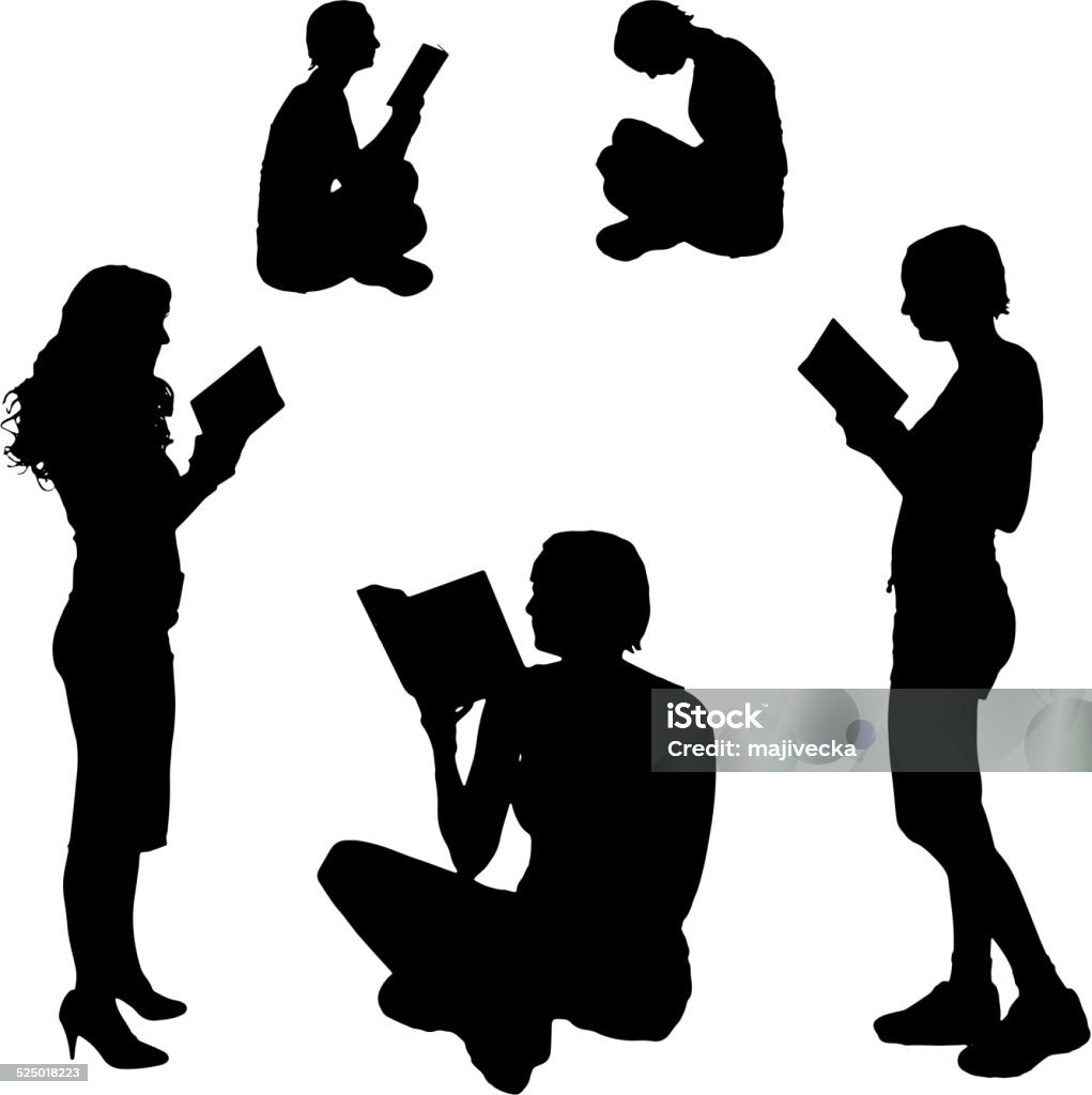 Vector Silhouette of a woman. Vector Silhouette of a woman who reads on a white background. In Silhouette stock vector