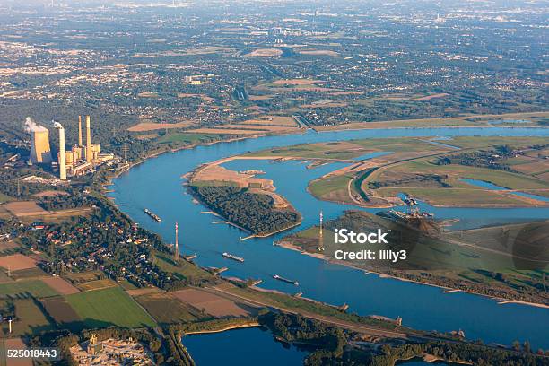 Rhine River Bend Orsoy In The Lower Rhine Region Stock Photo - Download Image Now - Rhine River, Town, Aerial View