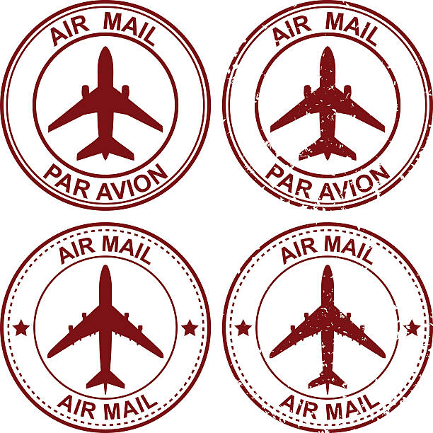 항공 우편물 스템프 - postage stamp design element mail white background stock illustrations