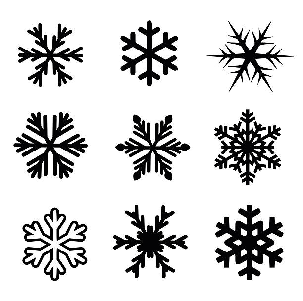 snowflake zestaw ikon wektor - kryształ lodu stock illustrations