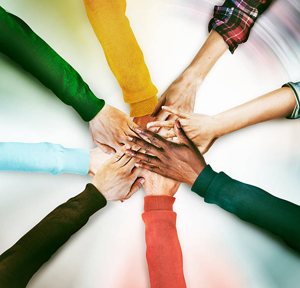 istock Group of Diverse Hands Together Joining Concept 525018630