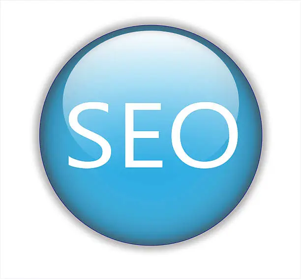 Vector illustration of Blue SEO glossy button vector