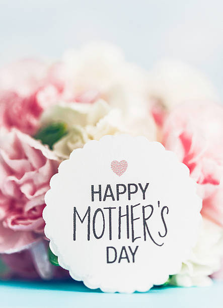 Mother's Day message with assorted pastel carnation blooms