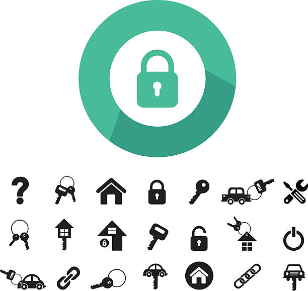 home key and car key symbol - lock stock illustrations