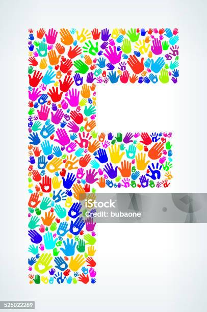Letter F On Hands Pattern White Background Stock Illustration - Download Image Now - Alphabet, Bonding, Collection