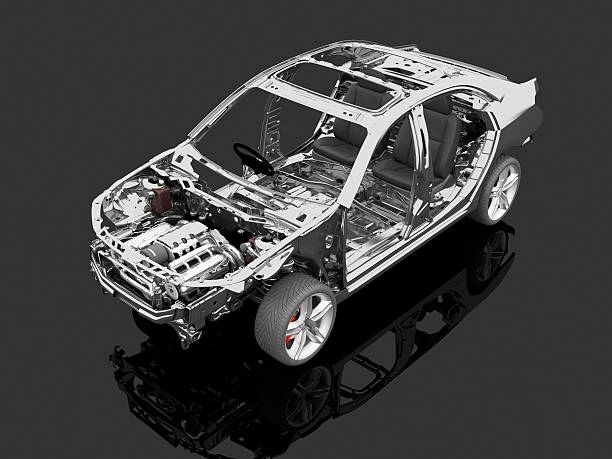Body of the passenger cars on a black background., 3d render
