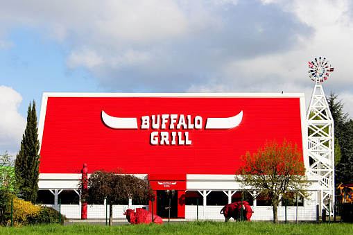 Collegien, France - April 17, 2016: Front view of Buffalo Grill restaurant in the Parisian region.