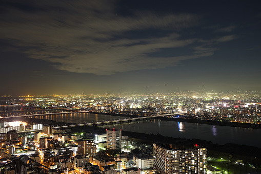Osaka sky and cityscape night view