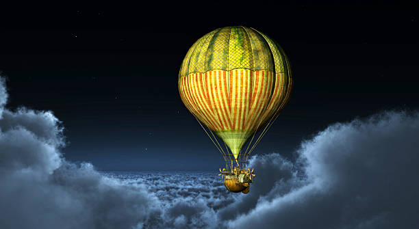istock Fantasy hot air balloon above the clouds 525034382