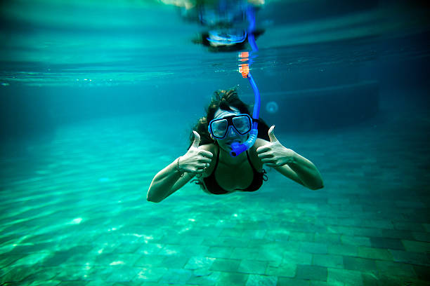 istock girl snorkel underwater 525036452