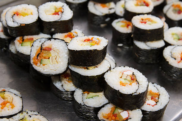 istock Beautifully decorated sushi on a plate 525037970