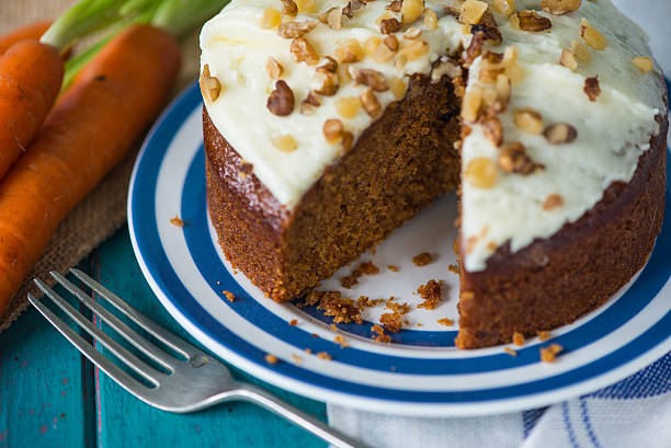 istock Fresh yummy carrot cake on plate 525038183