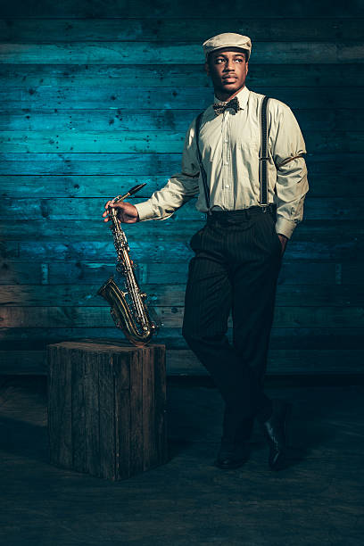 istock African american jazz musician with saxophone. 525038687