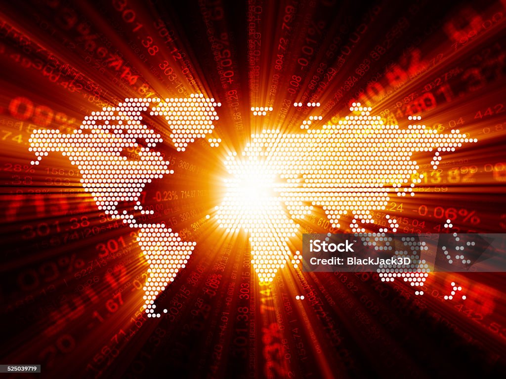 Hot Global Market Business background. 3D render. Heat - Temperature Stock Photo