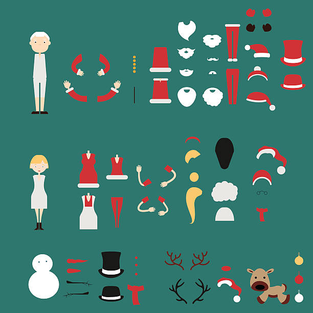 Santa Claus Kit to do your own Santa Claus mrs claus stock illustrations