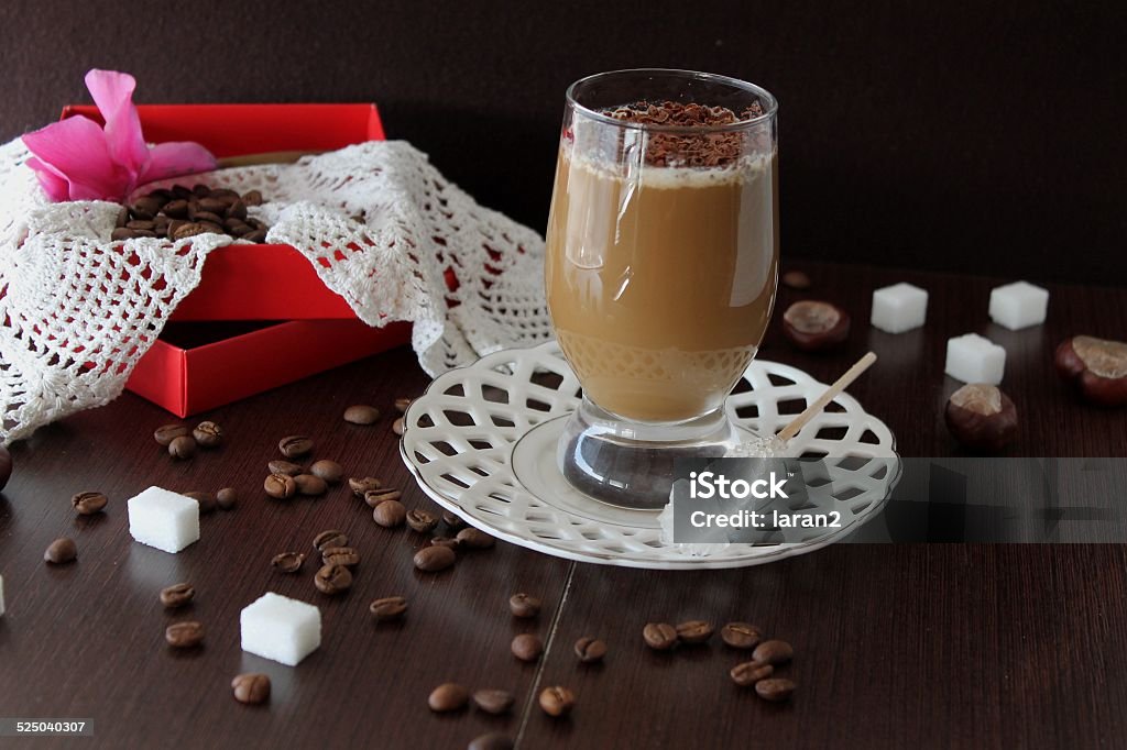 Irish Coffee  a Cup of coffee background coffee bean branch  Alcohol - Drink Stock Photo