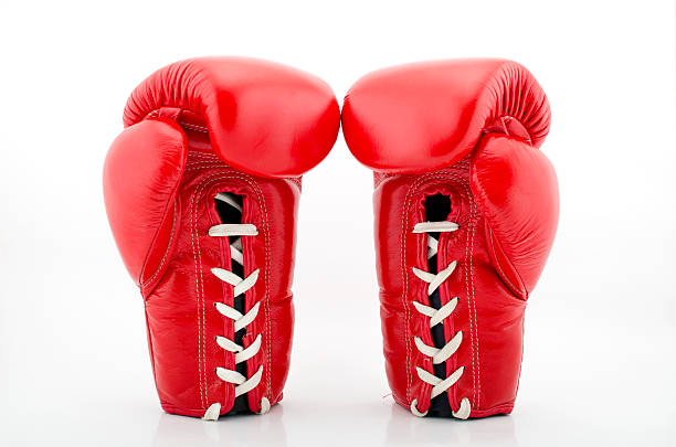 istock Boxing gloves on a white background close up 525040373