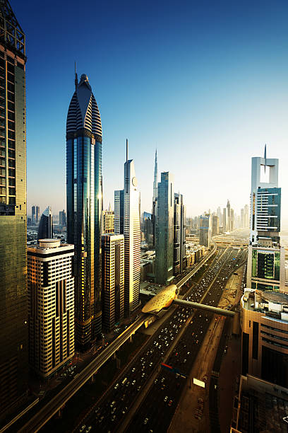 istock Dubai skyline in sunset time, United Arab Emirates 525040514