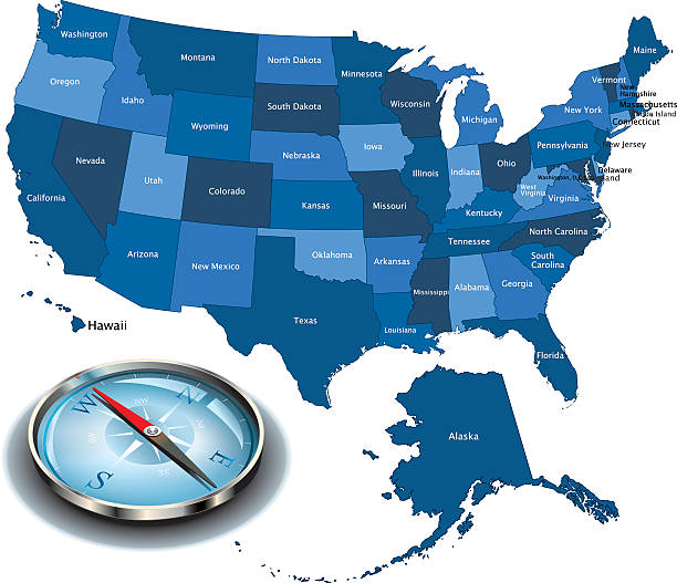 istock Map of USA - states, cities and navigation icons 525041721