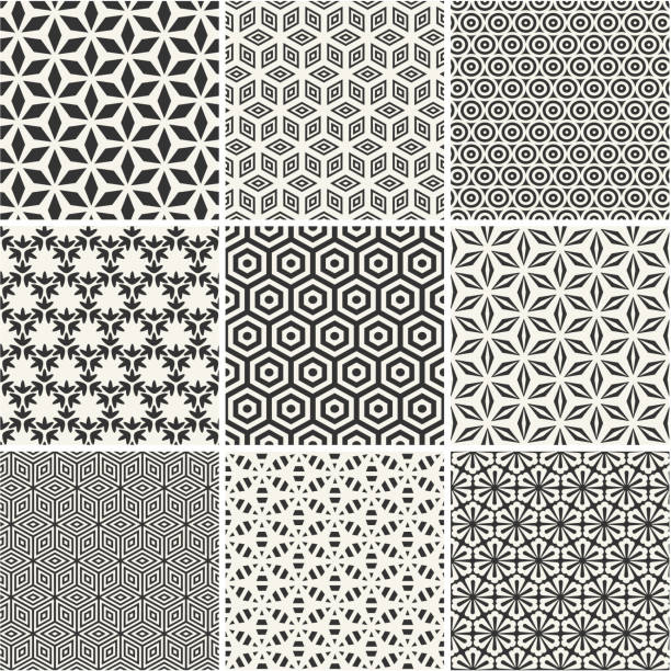 illustrazioni stock, clip art, cartoni animati e icone di tendenza di seamless pattern hexagons collezione - hexahedron