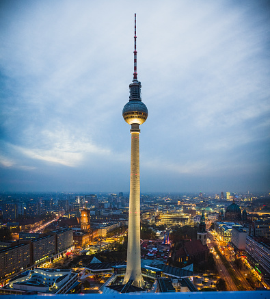 Berlin TV Tower, twilight.