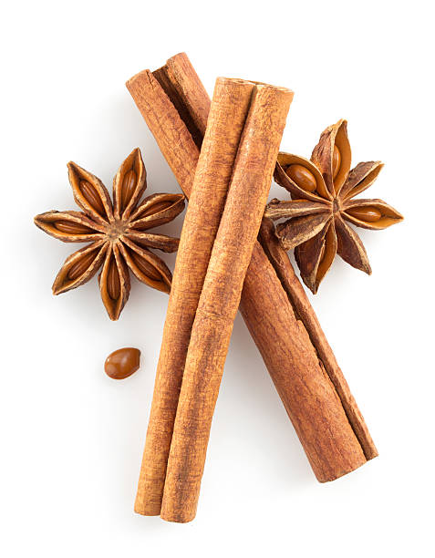 istock cinnamon sticks and anise star on white 525056359