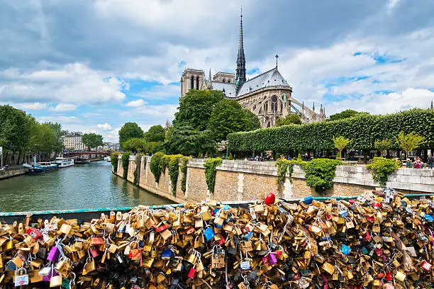 Love lockers on Pont des Arts, Paris, France.