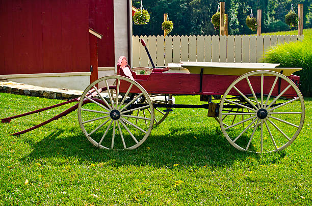 istock Old cart with large wheels 525057995