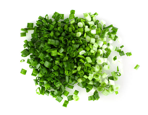 Green onions on a white background