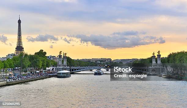 Pont Alexandre Iii Over Seine River And Eiffel Tower Stock Photo - Download Image Now