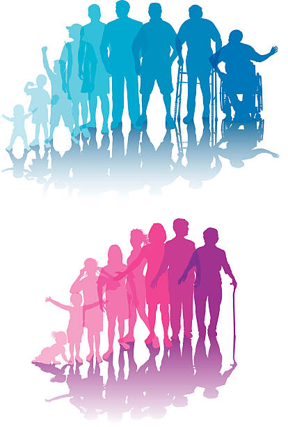 Aging Process - Men and Women Tight graphic silhouette illustrations of the aging process. Check out my "Family Matters" light box for more. time silhouettes stock illustrations