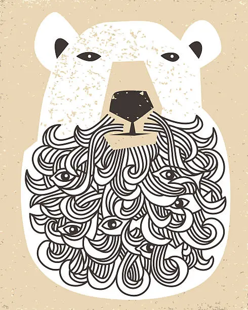 Vector illustration of Polar Bear with beard