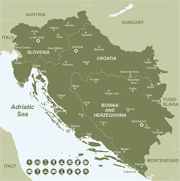 Vector illustration of Map of Balkan States