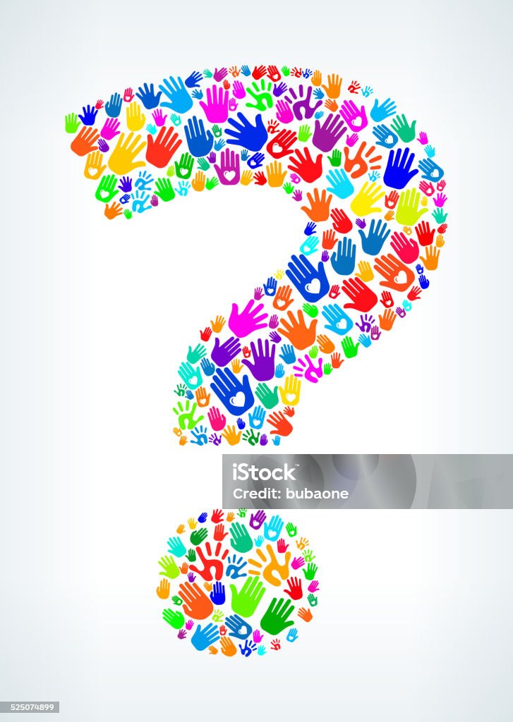 Question Mark on Hands Pattern White Background Question Mark stock vector