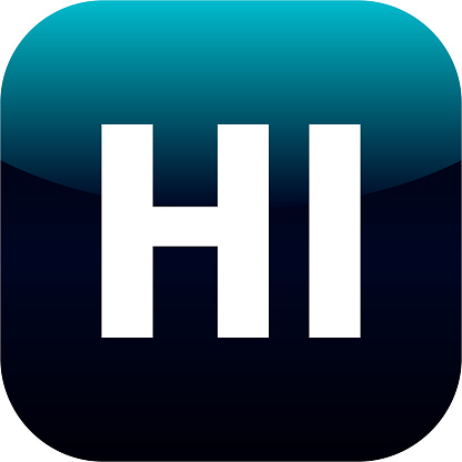 HI domain icon, Hawaii, blue, international - or hello