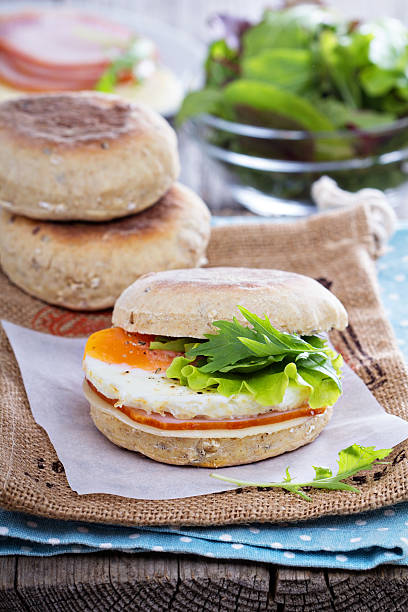 istock English muffin with egg for breakfast 525077217