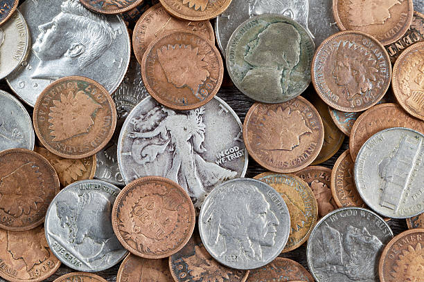 Old American Coins stock photo