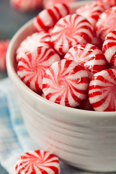 istock Sweet Red and White Peppermint Candy 525106159