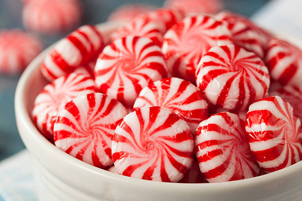 istock Sweet Red and White Peppermint Candy 525106187