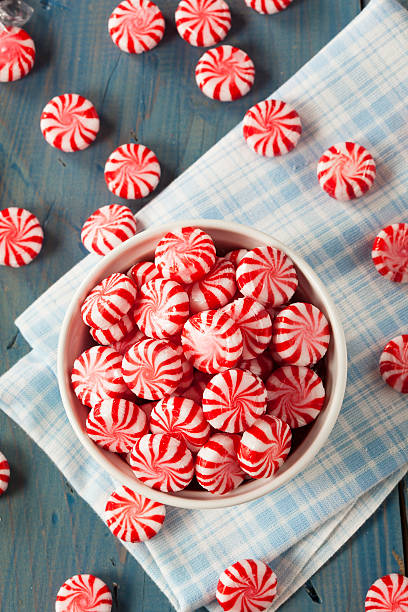 istock Sweet Red and White Peppermint Candy 525106533