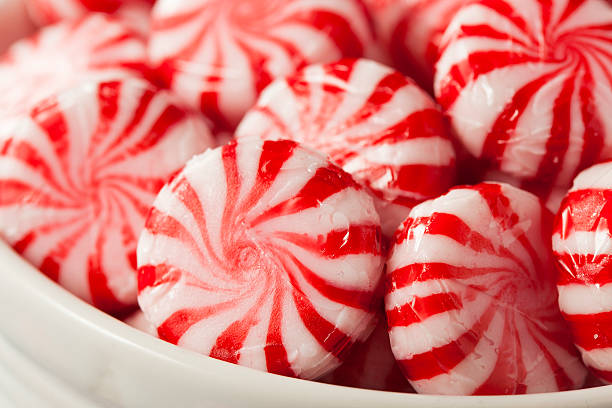 istock Sweet Red and White Peppermint Candy 525106631