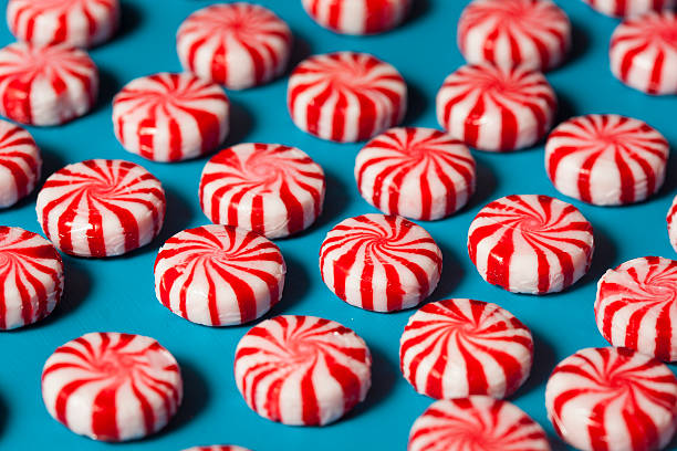 istock Sweet Red and White Peppermint Candy 525106789